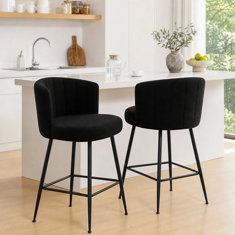 Lacorey 25.2" Counter & Bar Stool with Large Seat and Back, Black