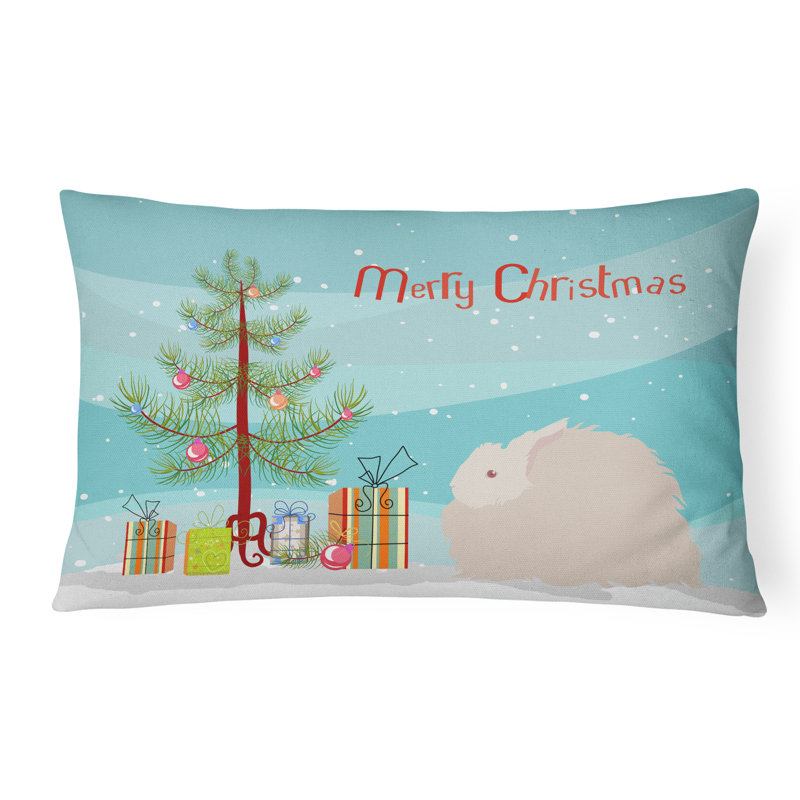  Fluffy Angora Rabbit Christmas Indoor/Outdoor Throw Pillow
