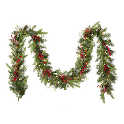 9ft. Feel Real Timeless Collection Christmas Garland with Clear Lights
