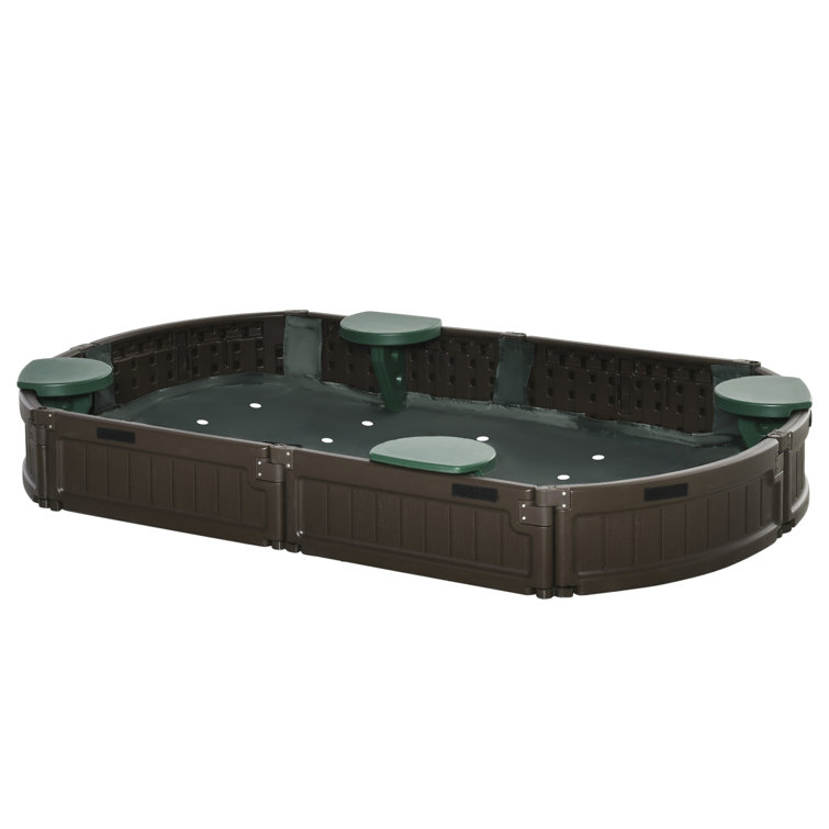 Outsunny Plastic Round Sandbox with Cover