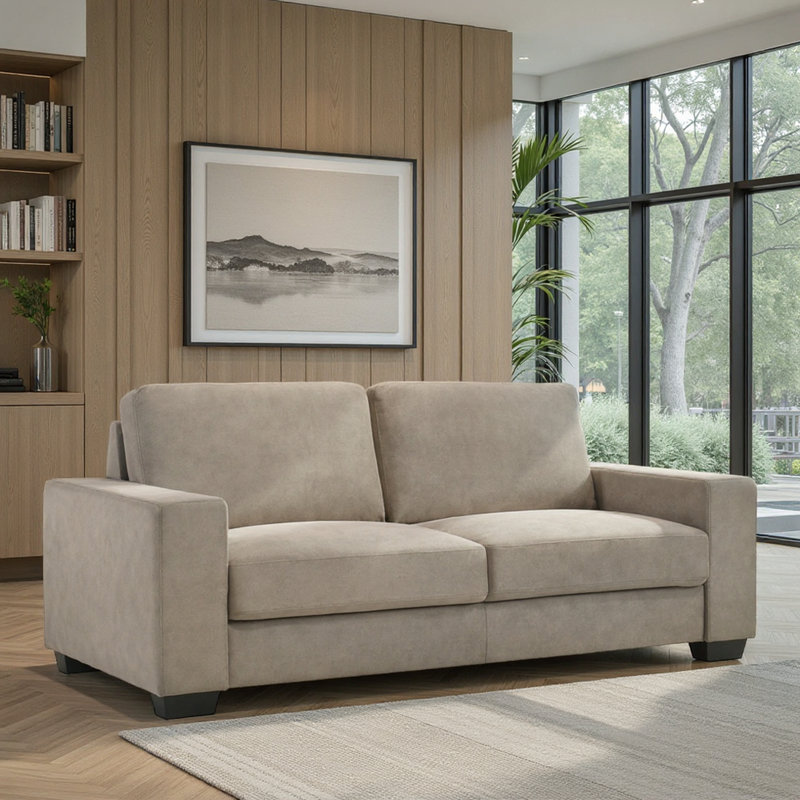 Crampton 79 In. Modern Fabric Sofa In Flint Or Tundra With Track Arms, Tundra