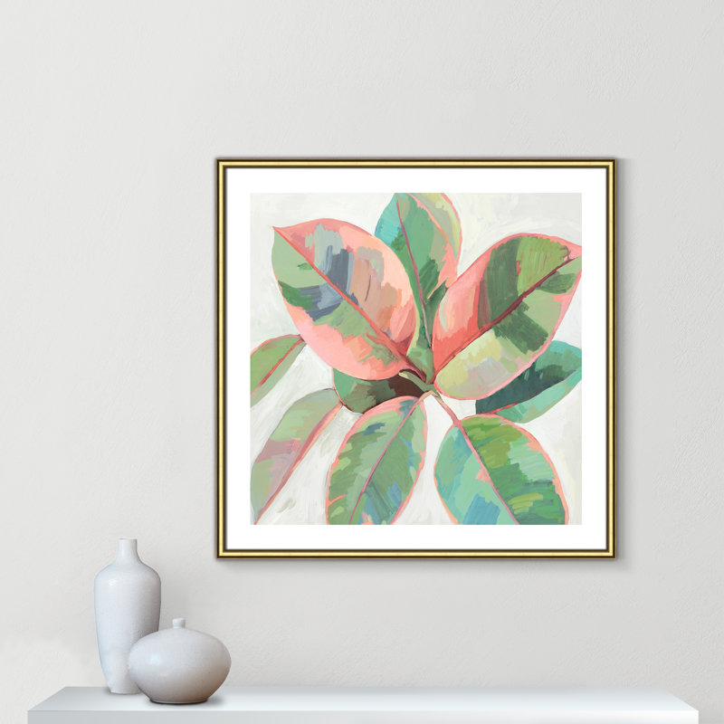 «Pink Ficus II», reproduction d'art, Papier encadré doré, H 33,25 po x l 33,25 po x P 0,88 po
