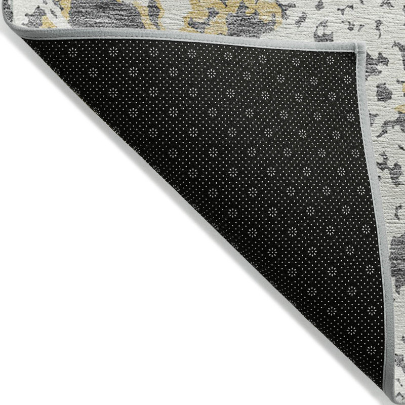 Tapis intérieur lavable abstrait gris et ivoire 8 pi x 10 pi
