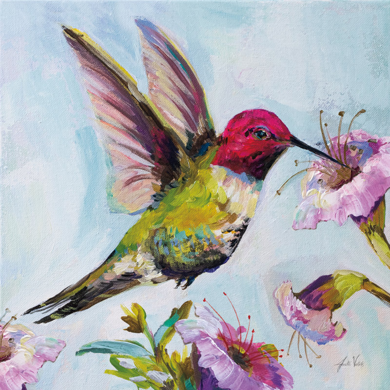 Hummingbird I Florals by Jeanette Vertentes - Wrapped Canvas Painting, 76cm H x 76cm W
