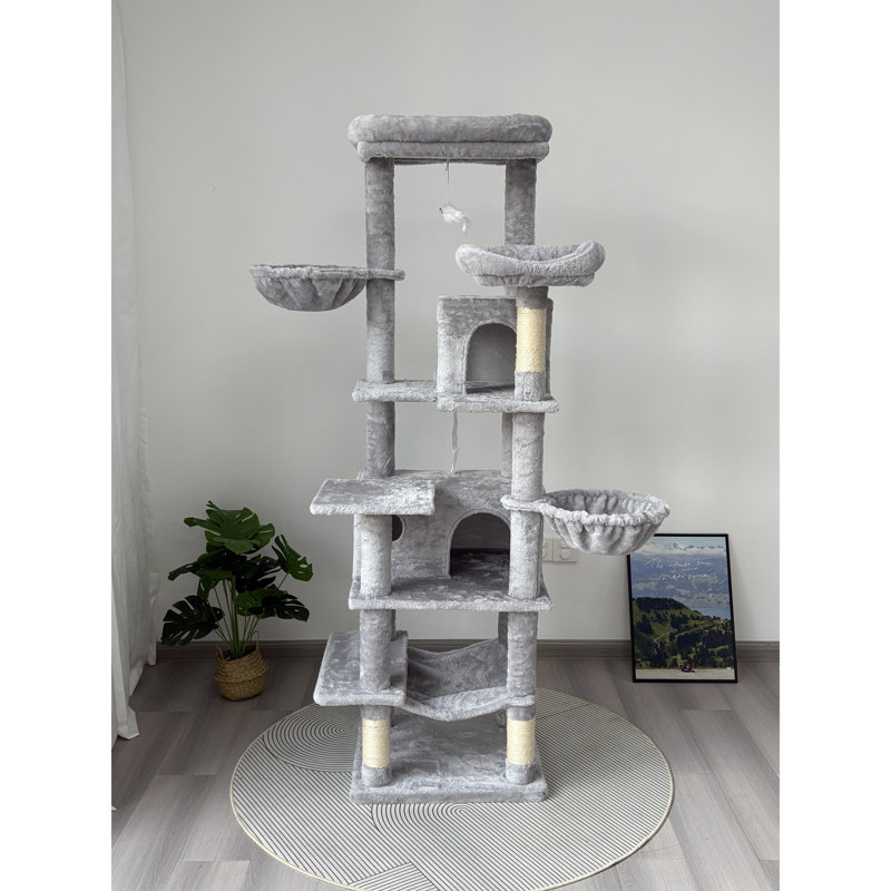 Multi-Level Large and Tall Cat Tree, Light Gray