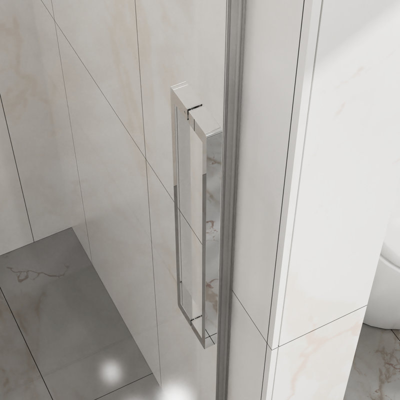 Porte de douche, 48 po x 72 po, verre trempé transparent de 6 mm de 1/4 po, preuve, réglable, réversible, éclaboussures, coulissement lisse, structure en acier, étanchéité imperméable, poulies silencieuses, revêtement antidérapant facile à nettoyer,