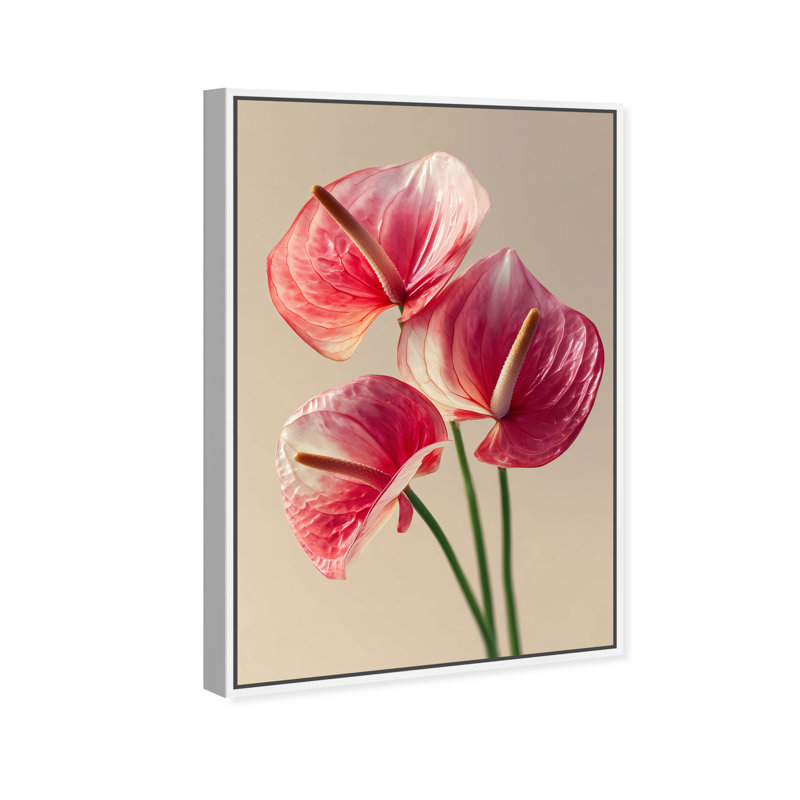 Crimson Silk Veins I Floral & Botanical Canvas Print by Oliver Gal, Black Frame, 10 x 15, 31"H x 46"W, White Floater Frame