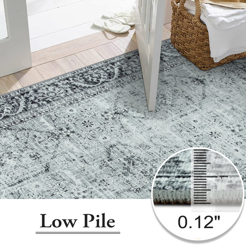 Govan Ultra-Thin Washable Vintage Area Rug Oriental Medallion Living Room Rug Entrance Mat Carpet for Kitchen Laundry Bedroom