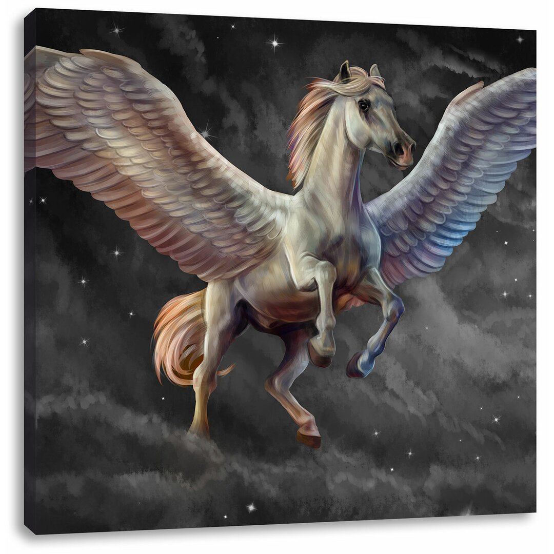 Leinwandbild Weißer Pegasus mit Engelsflügel