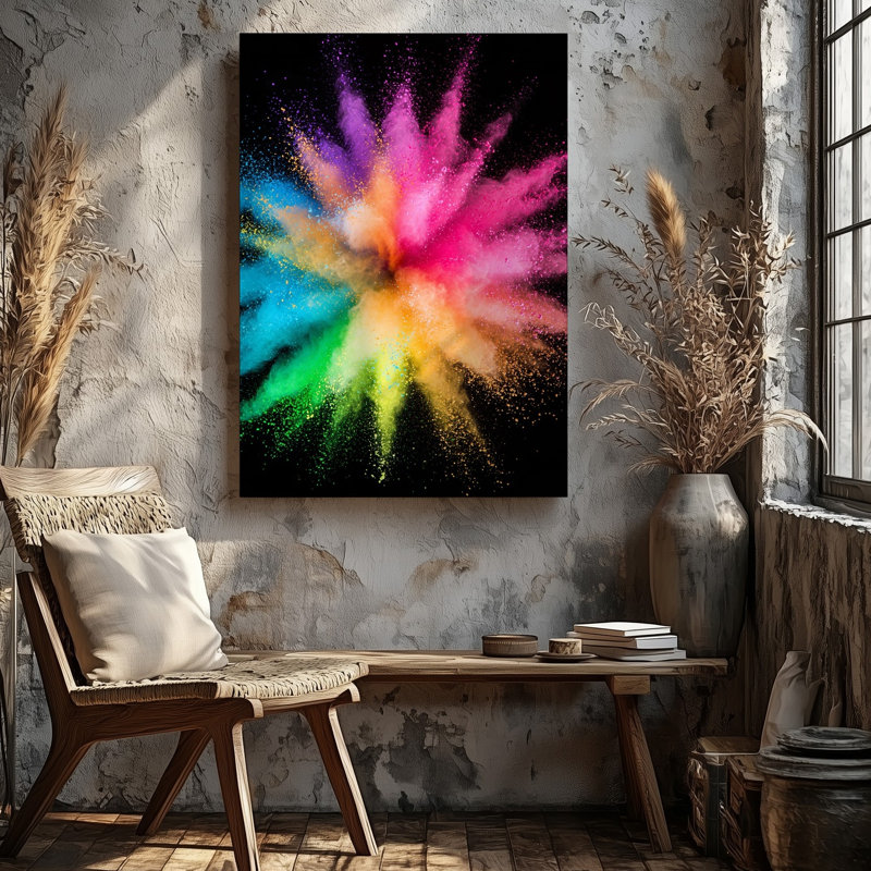 Toile, une éclatante explosion de couleurs mettant en vedette un éclat dynamique d'art mural, H 20 po x l 16 po