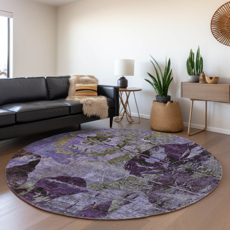 Premium Machine Washable Cerrito AMF555 Purple Rug