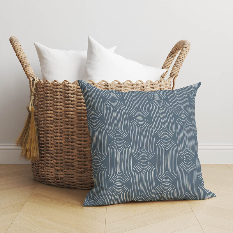 Coussin Earthy Embrace, H 18 po x l 18 po, Bleu géométrique