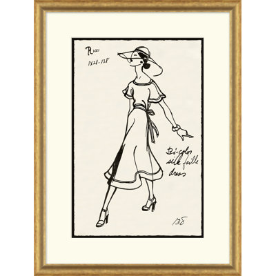 Vintage Fashion Sketches Framed Drawing Print