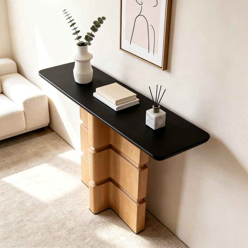 Solid Pine Modern Console Table, 29.53" H x 70.87" W x 13.78" D