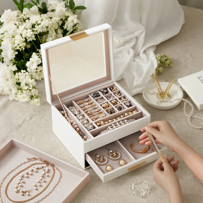  Organisateur de bijoux à 3 couches avec 2 tiroirs