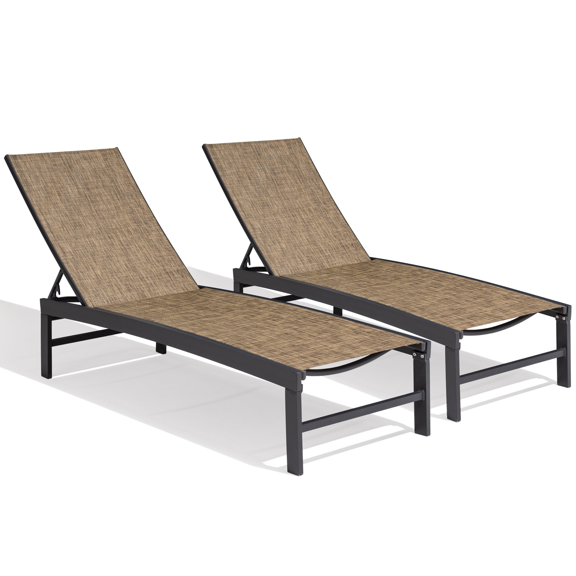 Marilea Outdoor Aluminium Reclining Chaise Lounge, The Earth Mesh/Black Frame