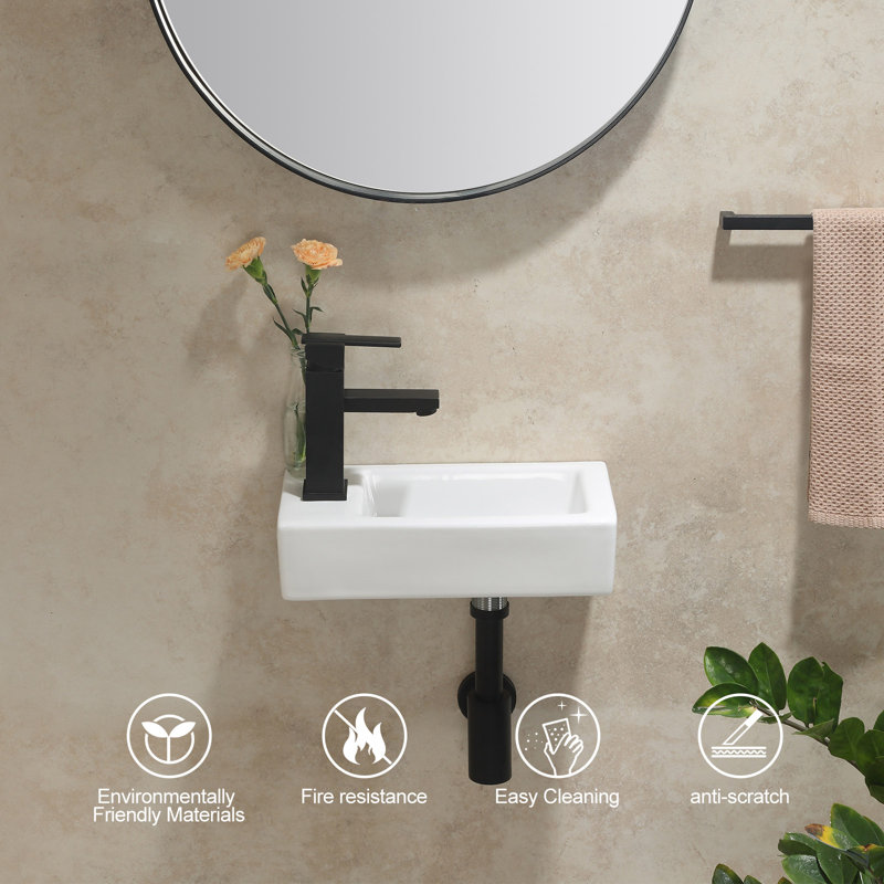 HOROW Bathroom Levell 370mm L 185mm White Bathroom Sink UV3718WL