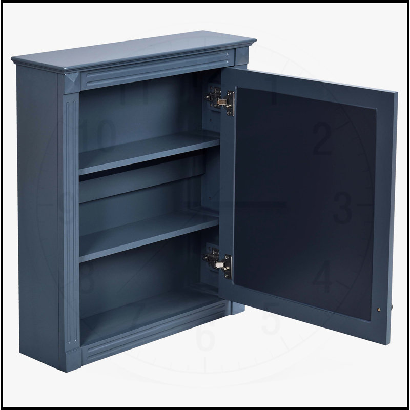 Armoire de salle de bain murale moderne avec tablettes réglables et miroir pour optimiser l'espace, Bleu