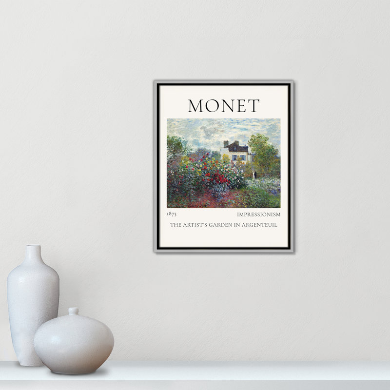 Artists Garden in Argenteuil Print by Claude Monet, No, 21.5" H x 17.5" W x 2" D, Silver Floater Frame