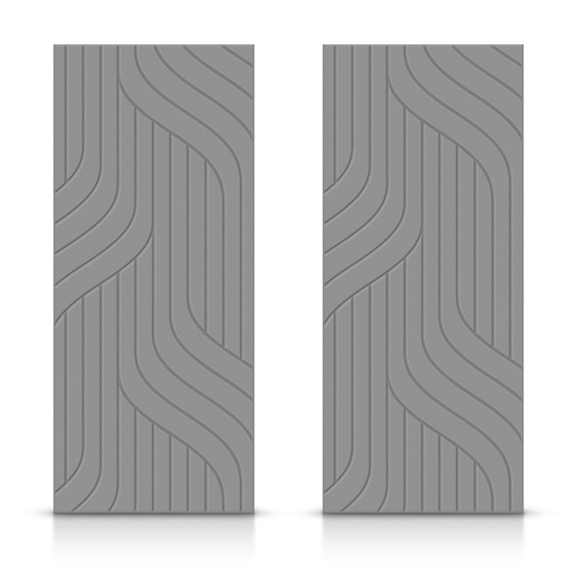 Portes de placard coulissantes à panneaux en bois manufacturé, Gris clair, 60 po x 84 po