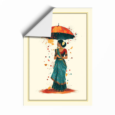 Woman with Umbrella Modern - Framed Print