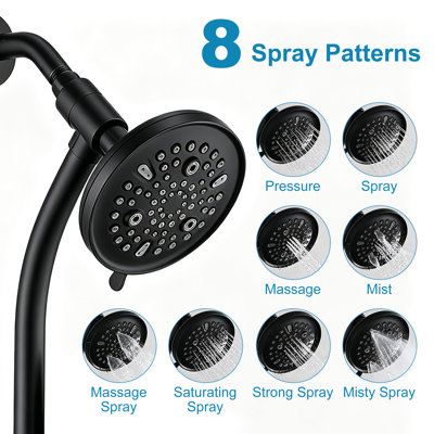Dual High Pressure Shower Head Combo, Rainfall Shower Head with Handheld, 26" Drill‑Free Slide Bar, 5Ft Hose & 3‑Way Diverter, Chrome, Valve Not Included