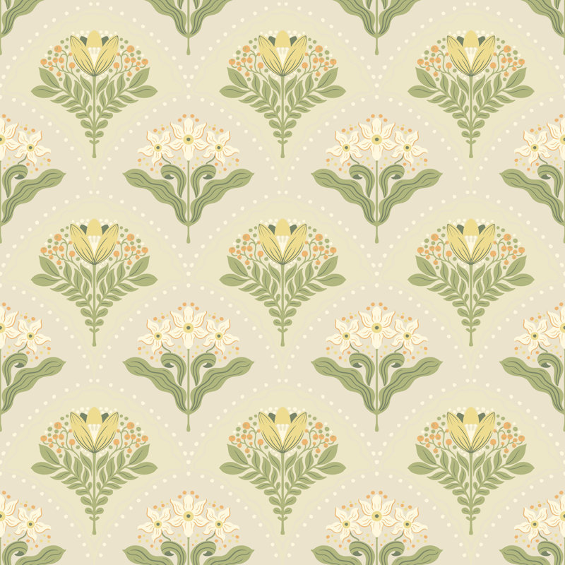 Papier peint damassé Maj gris clair, Gris