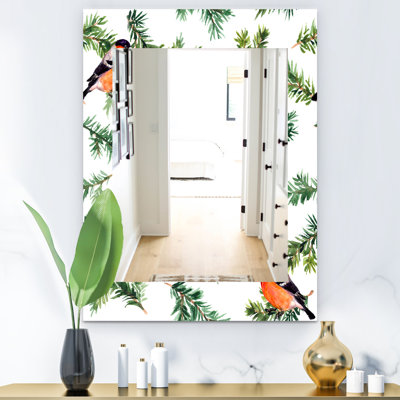 Miroir mural à branches d’oiseaux sur pin