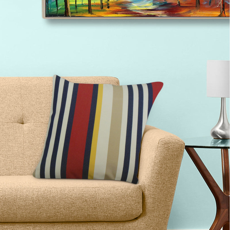Coussin Tamber, 18 po x 18 po, Coussin décoratif, Rouge / Crème / Bleu