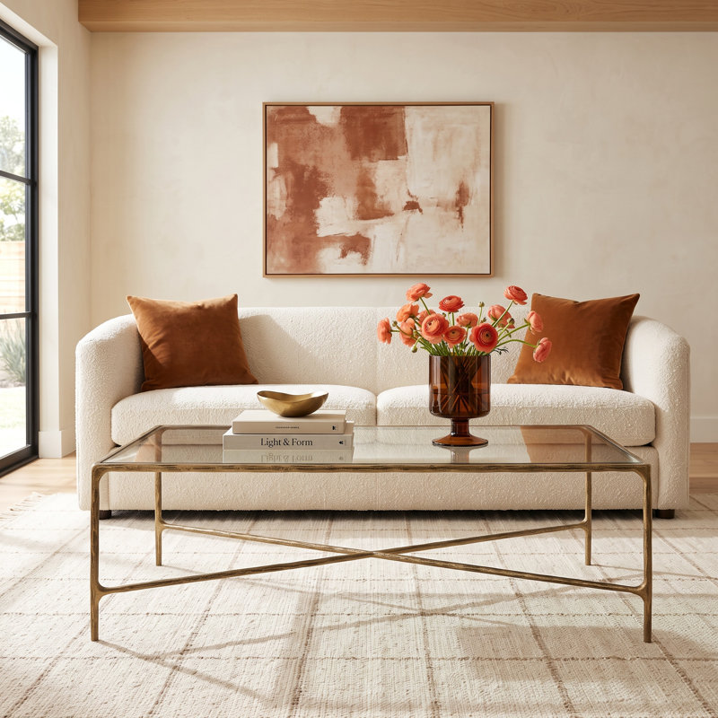 Evelynn Single Coffee Table, Clear, Brass
