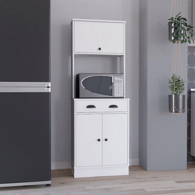 Rangement de cuisine, garde-manger blanc à 2 armoires, Blanc