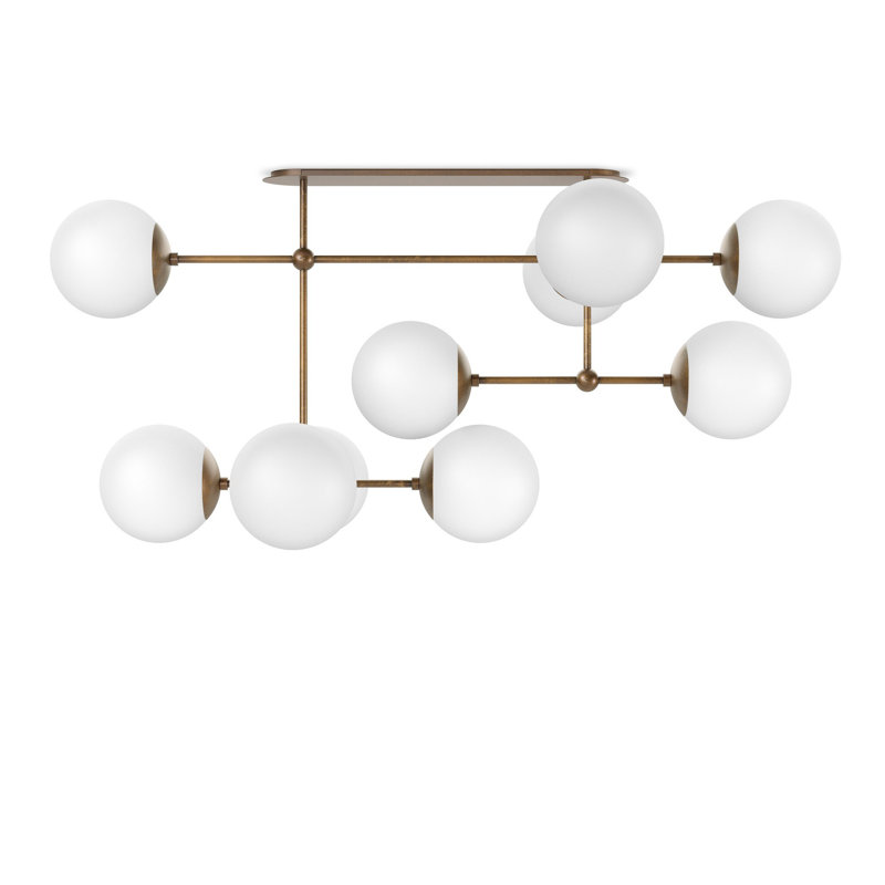 Armstrong Small Linear Chandelier-Black Gunmetal, Heritage Bronze Brass, Opal Matte Glass