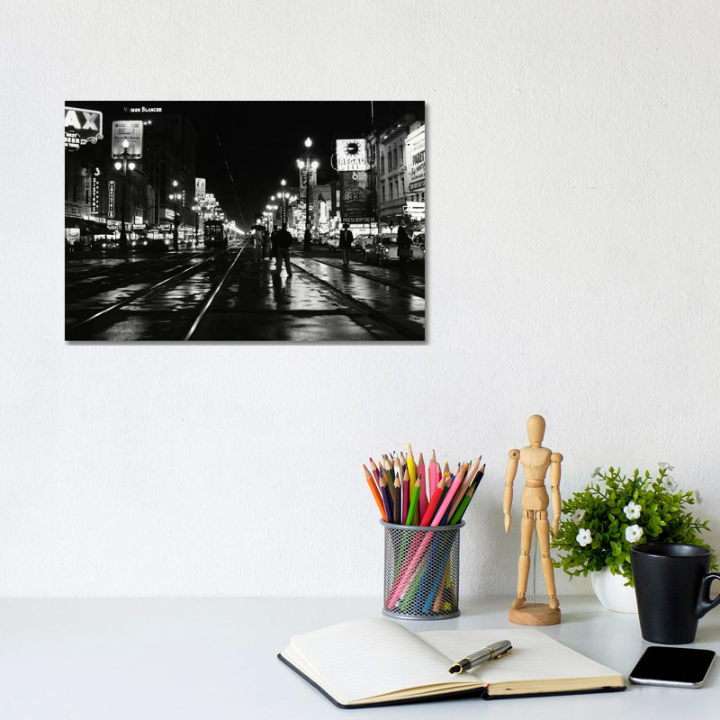 1950S Night Scene Canal Street New Orleans Louisiana USA by Vintage Images - Wrapped Canvas Painting, 20.32 cm H x 30.48 cm W