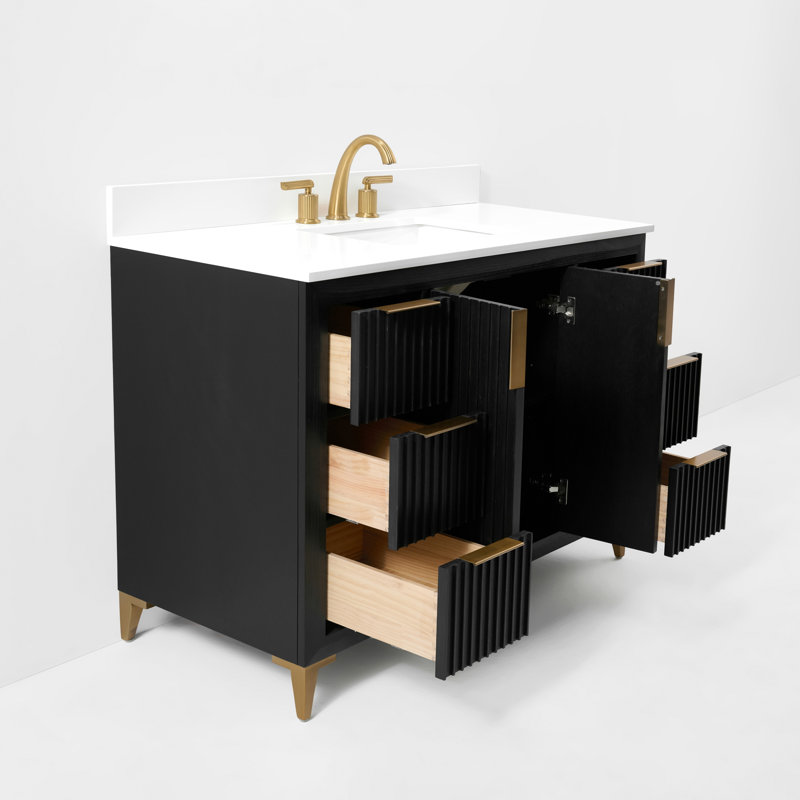 Turlington Freestanding Standard Bathroom Vanity with Top, Black Oak, 48"
