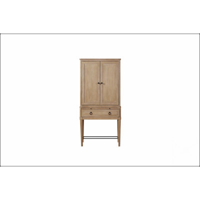 Armoire de bar de couleur sable avec beaucoup de rangement et une conception élégante pour les accessoires de bar et de vin organisés
