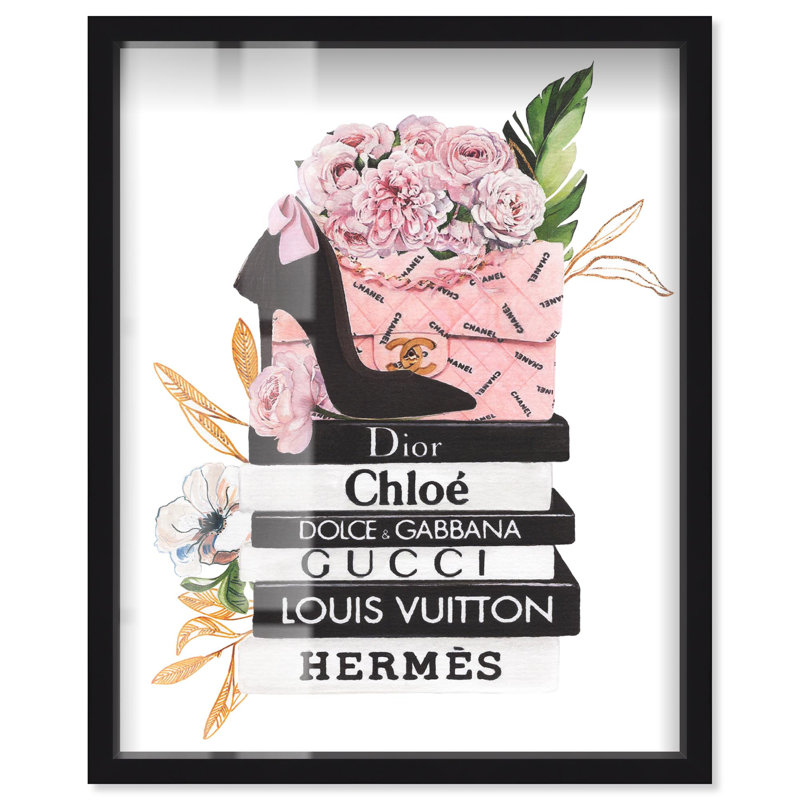 «Doll Memories - Floral Flowers Stack Shadowbox Print» par Art Remedy, H 25 po x l 21 po, Noir, noir, noir, noir