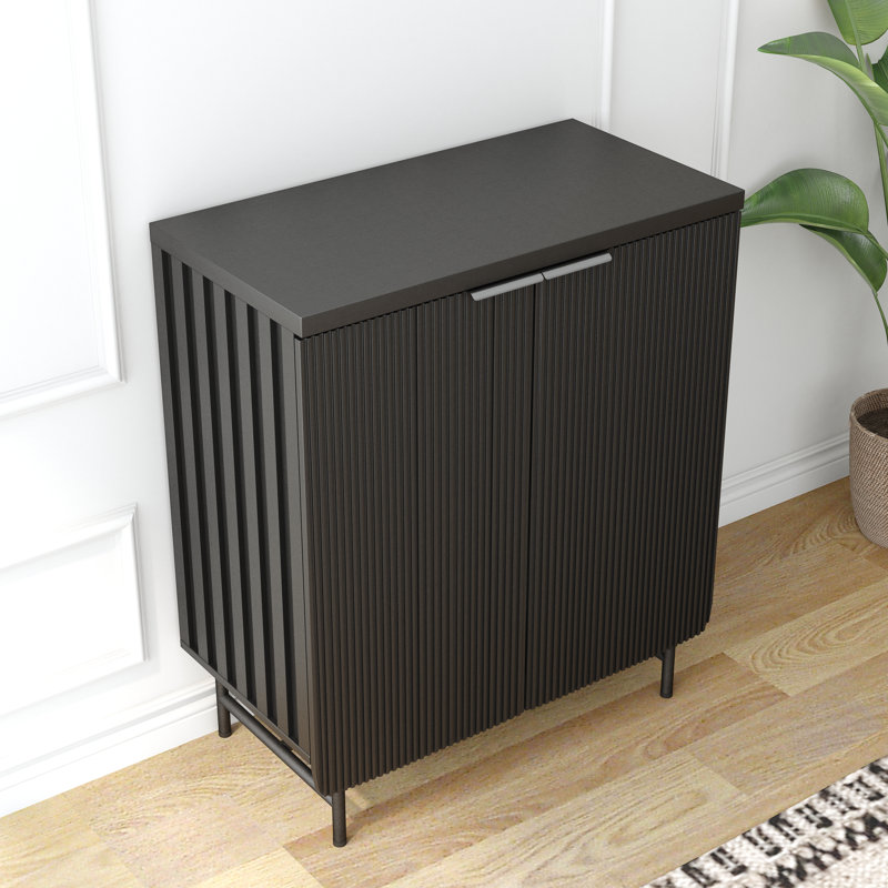 Buffet Mid-Century et Scandinavian, H 35,45 po x l 30,31 po x P 16,53 po, Noir, noir, noir, noir