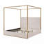 Metal Canopy Bed with Tall Upholstered Headboard and Gold Four Poster-436534304-436534319