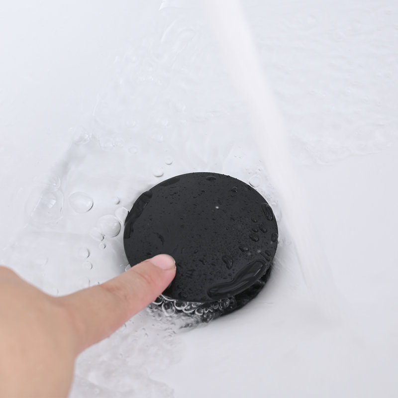 Bouchon de drain de salle de bain avec trop-plein pour salle de bain avec trop-plein, Noir mat