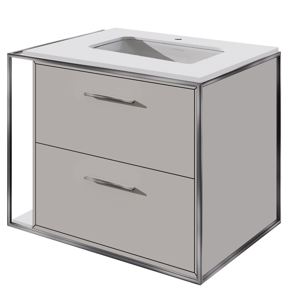 24" Cherry Single Bathroom Vanity, Cloud, Brushed Stainless Steel, Single-Hole