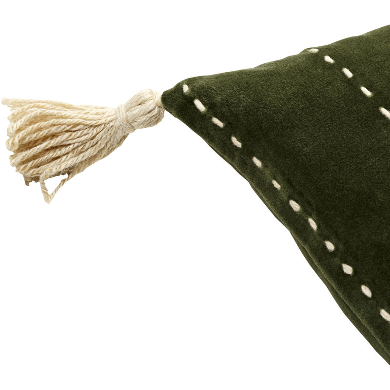 Coussin rectangulaire en coton Idria Roni, Vert, Polyester / polyester