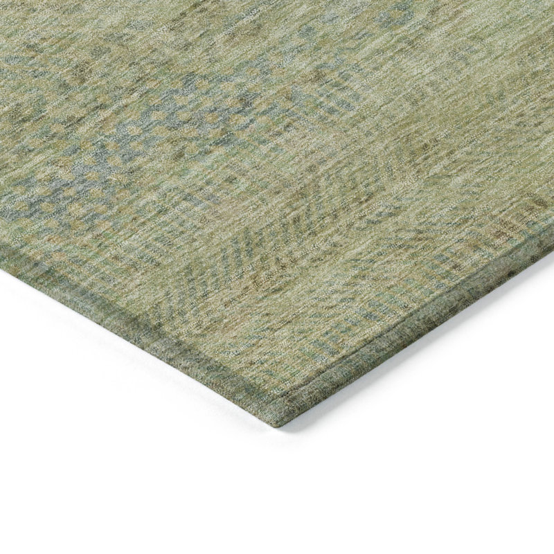 Tapis extérieur lavable rayé blé et sauge 5 pi x 8 pi