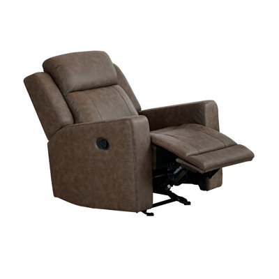 Glider Reclining Chair, Brown Polished Microfiber