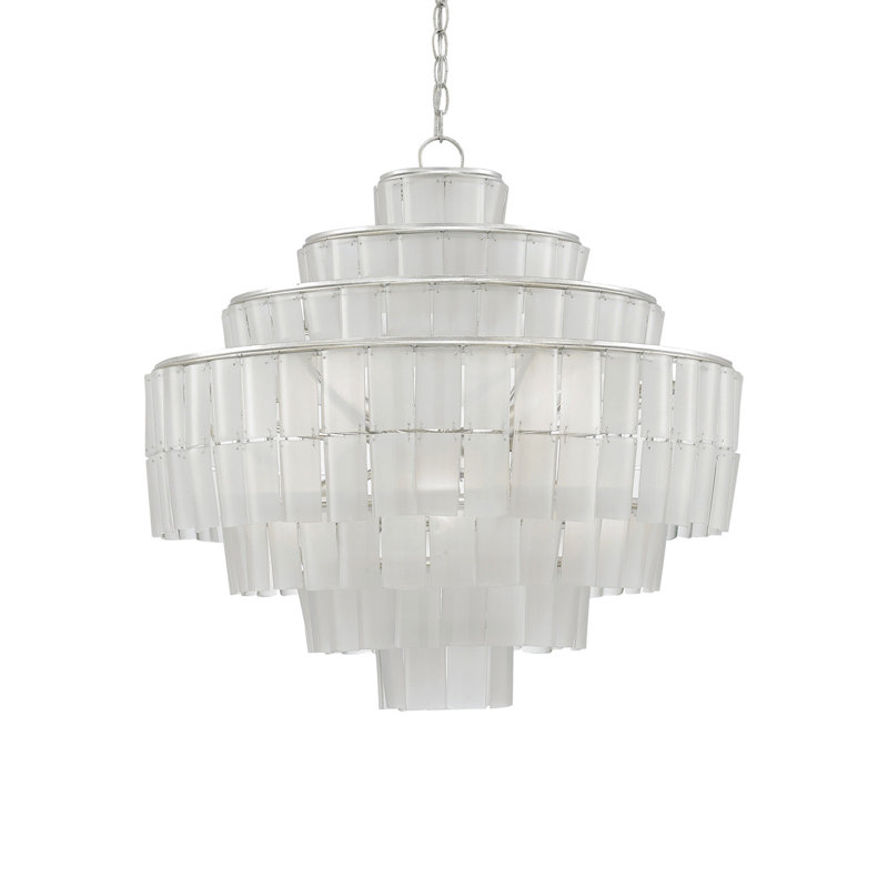 Sommelier 8 - Light Dimmable Tiered Chandelier, Silver Leaf/Opaque White