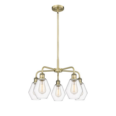 Amylea 5 - Light Steel Dimmable Geometric Chandelier