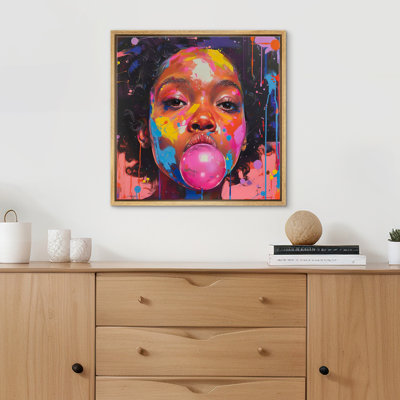 «Pop Urban Street», peinture colorée, portrait d'une fille afro-américaine, graffiti, impression sur toile encadrée