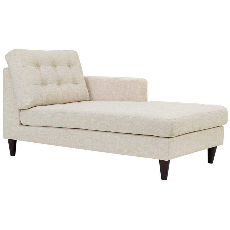 Méridienne Modway Carson Carrington Humlebaek, Velours gris clair, Accoudoir à droite (vu de face)