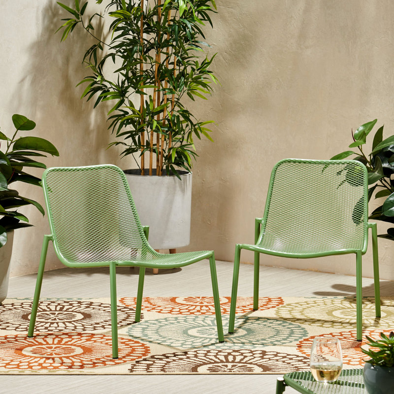 Stackable Outdoor Chair, Modern, Mesh Seating, Iron, 26.05"W X 22.54"D 26.05"H Chairs For Space, , Modern Seat, Metal Frame,
