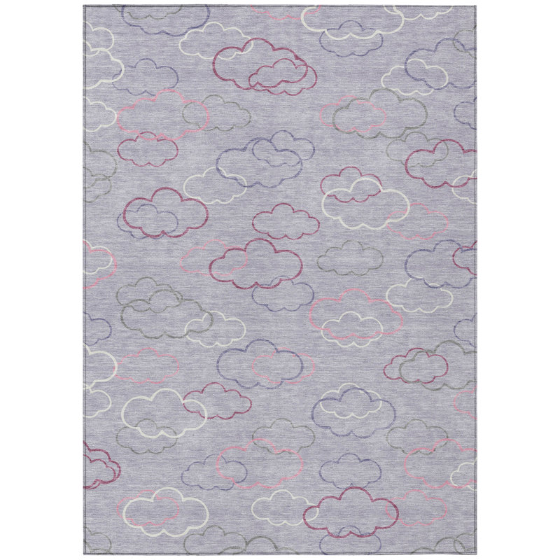 Machine Washable Indoor/Outdoor Chantille ACN2508 Kids Rug, Rectangle 3' x 5', Lavender
