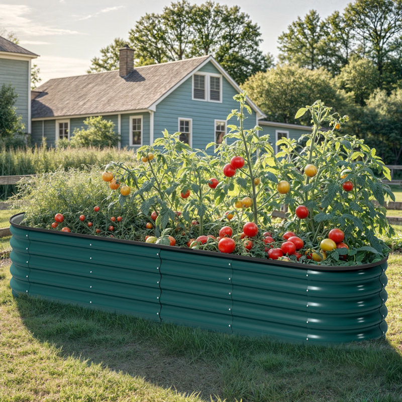Metal Raised Garden Bed,240x61x43cm, Green